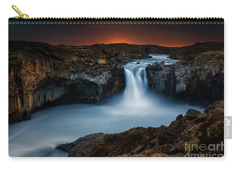 Waterfall Zip Pouch featuring the photograph Aldeyjarfoss Color by Doug Sturgess