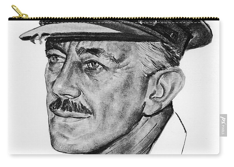 Alec Guinness Zip Pouch featuring the drawing Alec Guinness 1957 by Movie World Posters