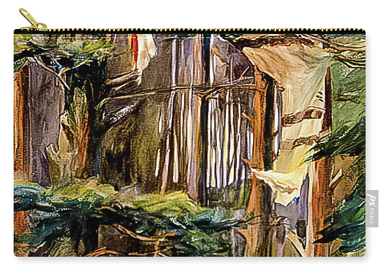 Alert Bay Zip Pouch featuring the painting Alert Bay Mortuary Boxes by Emily Carr 1908 by Emily Carr