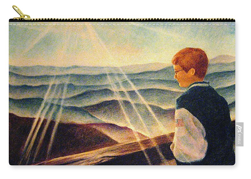 Landscape Zip Pouch featuring the pastel Alex In The Mountains by Larry Whitler