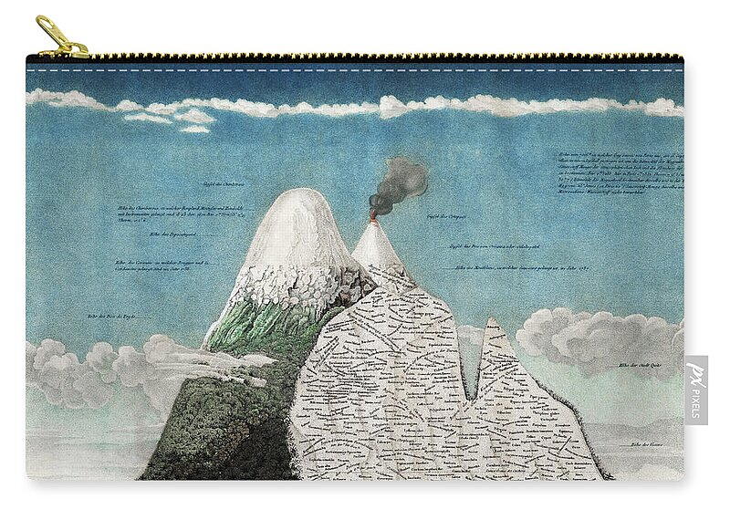 1807 Zip Pouch featuring the photograph Alexander Von Humboldts Chimborazo Map RETOUCHED by Science Source