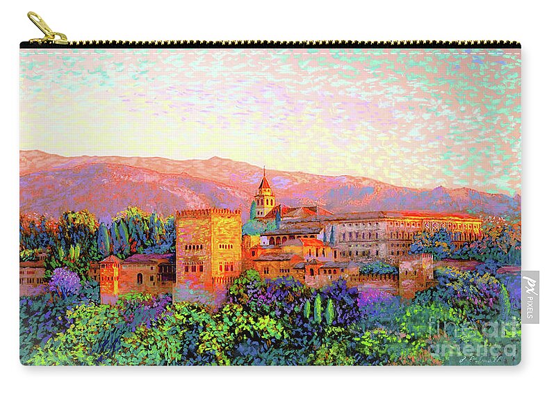 Spain Zip Pouch featuring the painting Alhambra, Granada, Spain by Jane Small