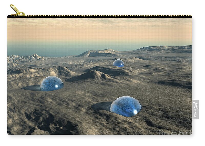 Mystery Zip Pouch featuring the digital art Alien Spheres by Phil Perkins