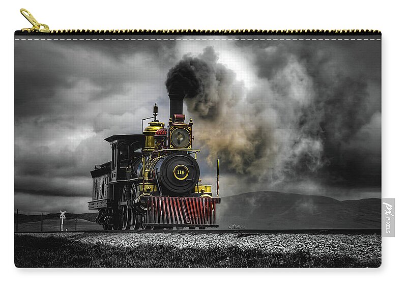 Train Zip Pouch featuring the photograph All Aboard by Pam Rendall