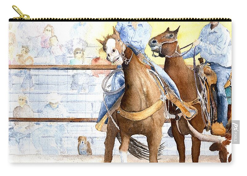 Ranch Rodeo Zip Pouch featuring the painting All About The Dog by John Glass