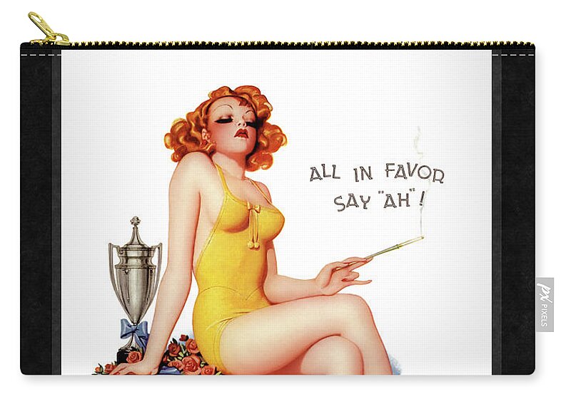 All In Favor Say Ah Zip Pouch featuring the painting All In Favor Say Ah by Enoch Bolles Vintage Illustration Xzendor7 Art Reproductions by Rolando Burbon