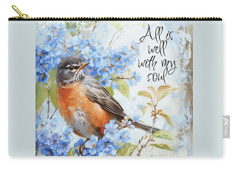 Bird Zip Pouch featuring the painting All Is Well With My Soul by Tina LeCour