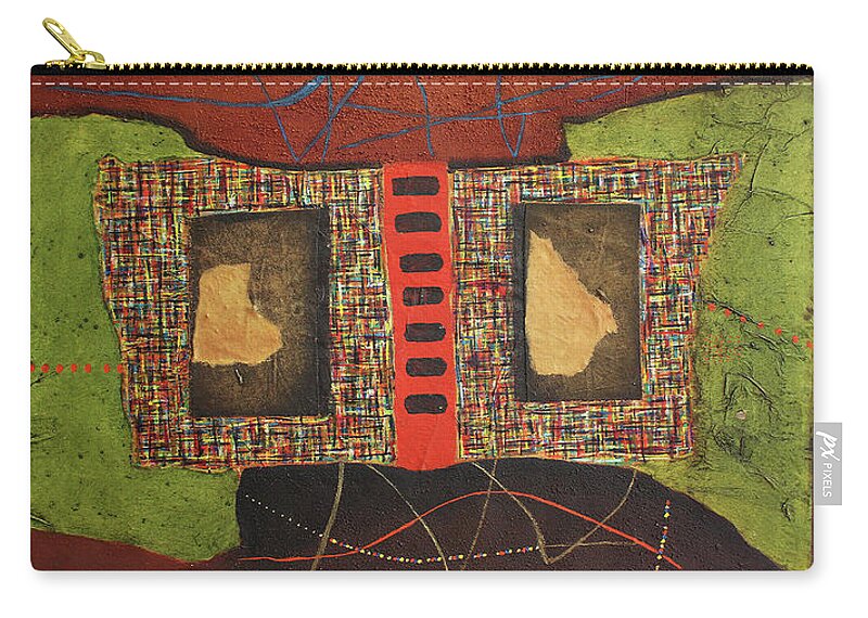 African Art Carry-all Pouch featuring the painting All The Boxes Checked by Michael Nene