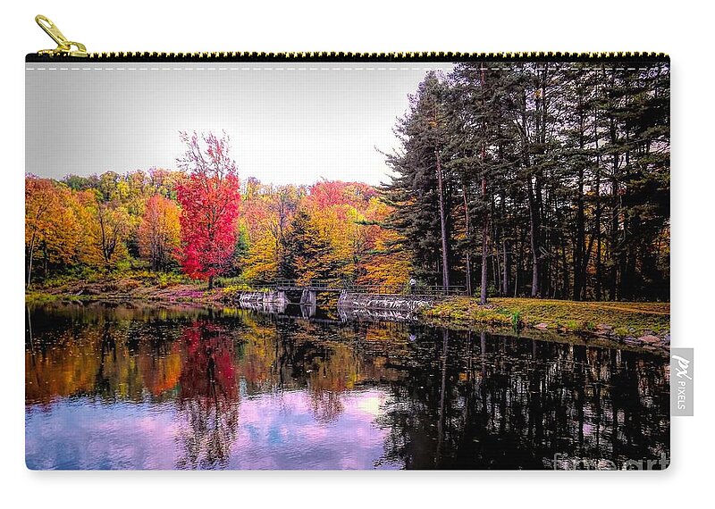 Allegany State Park Science Lake Dramatic Hdr Zip Pouch featuring the photograph Allegany State Park Science Lake Dramatic HDR by Rose Santuci-Sofranko