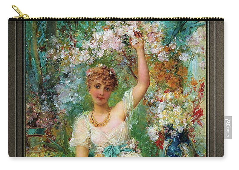 Allegory Of Spring Zip Pouch featuring the painting Allegory Of Spring by Joseph Bernard by Rolando Burbon