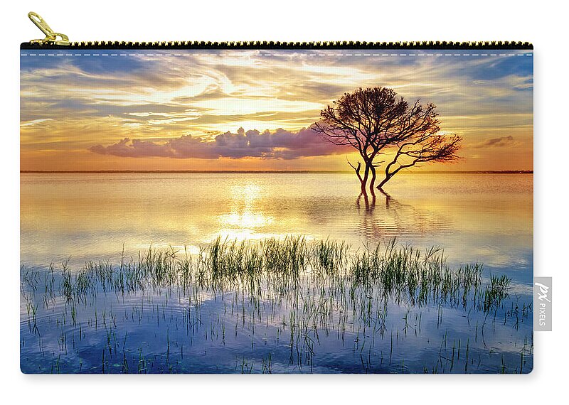 Clouds Zip Pouch featuring the photograph Alone at Sunset by Debra and Dave Vanderlaan