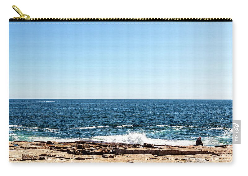 Acadia Zip Pouch featuring the photograph Alone With His Thoughts by Amelia Pearn