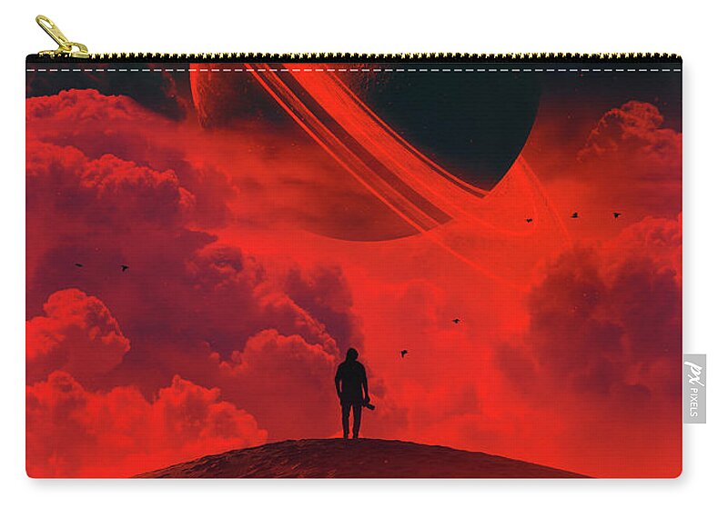 Moon Zip Pouch featuring the digital art Alone With The Moon by Nicebleed