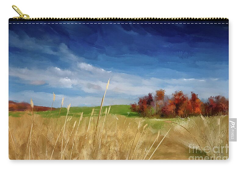 Farm Zip Pouch featuring the digital art Along A Country Lane by Lois Bryan