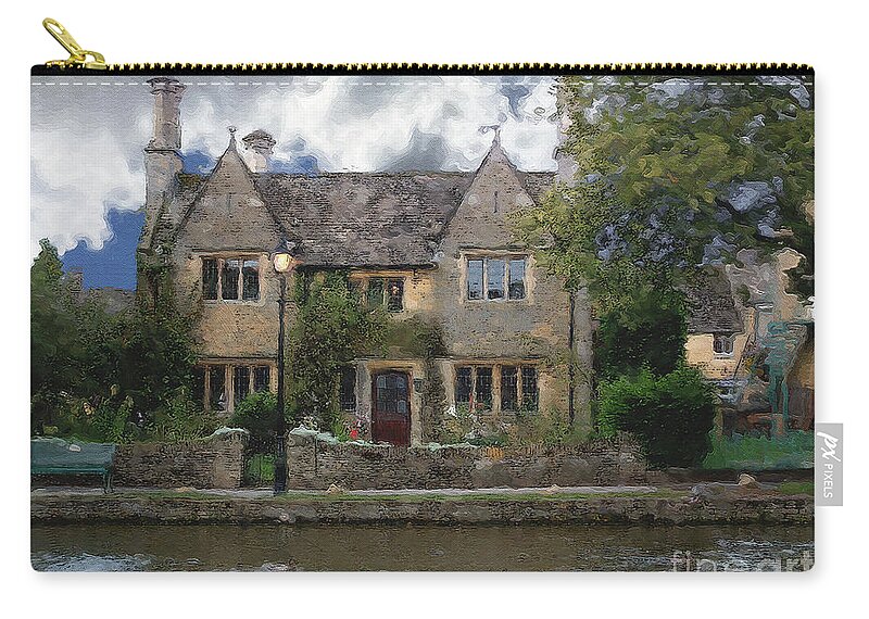 Bourton-on-the-water Carry-all Pouch featuring the photograph Along the Water in Bourton by Brian Watt