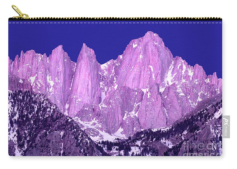 Mountain Zip Pouch featuring the photograph Alpenglow, Mount Whitney by Douglas Taylor