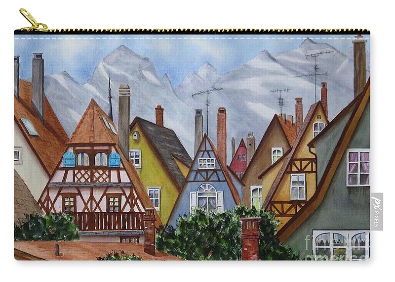 Alps Carry-all Pouch featuring the painting Alpine Burbs by Joseph Burger