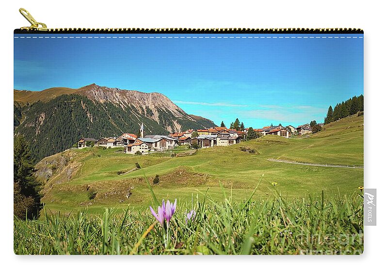 Village Zip Pouch featuring the photograph Alpine village Latsch by Thomas Nay