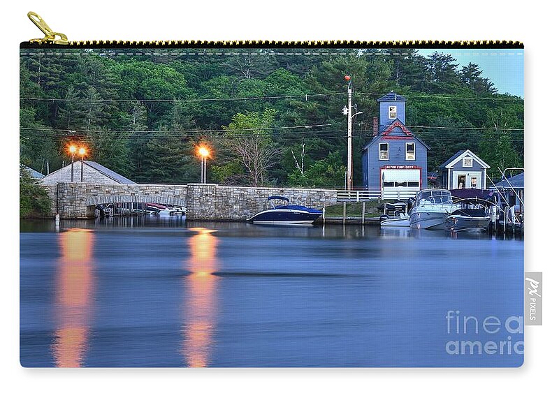 Alton Bay Zip Pouch featuring the photograph Alton Fire Station by Steve Brown