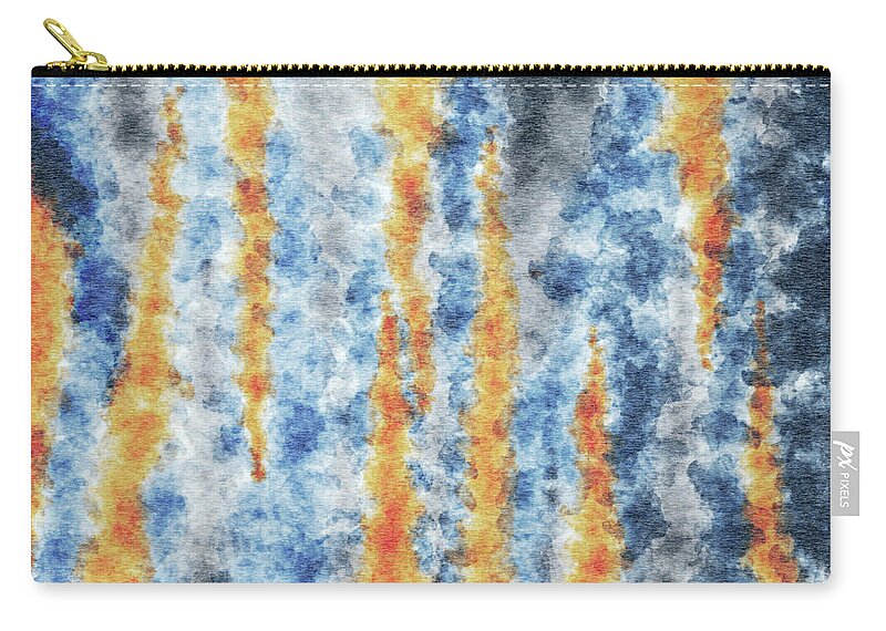 Crystallize Zip Pouch featuring the mixed media Amalgam 1 - Contemporary Abstract - Abstract Expressionist painting - Blue, Navy, Brown, Gold by Studio Grafiikka