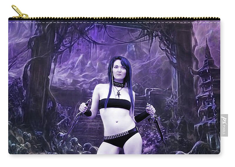 Fantasy Zip Pouch featuring the photograph Amazon In The Mystic Ruins by Jon Volden