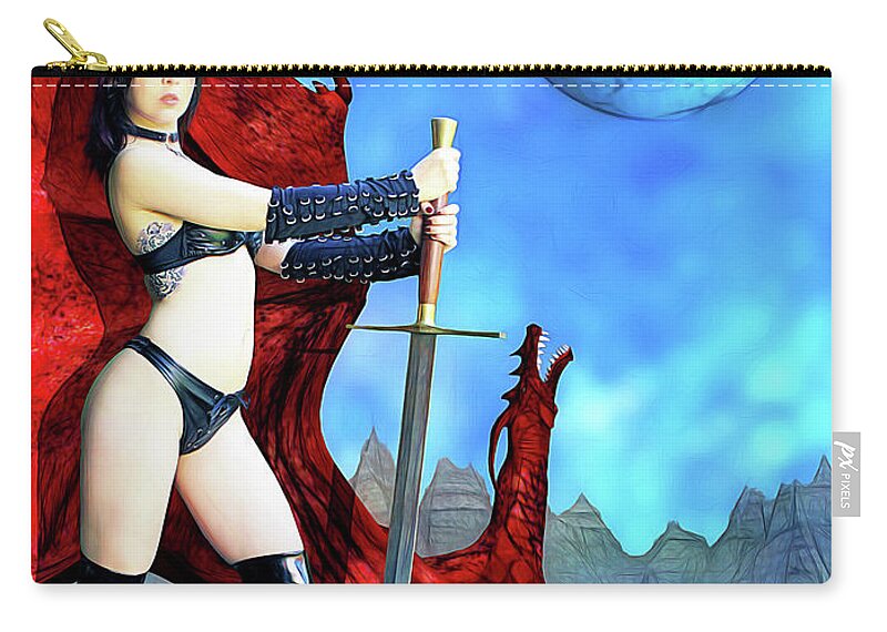 Rebel Carry-all Pouch featuring the photograph Amazon with Pet Dragon by Jon Volden