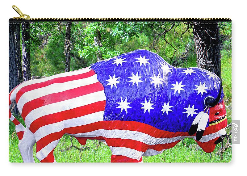  American Bison Zip Pouch featuring the photograph American Bison in the Wild by David Lawson