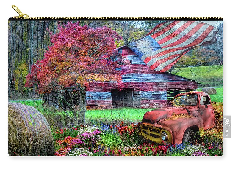 Truck Zip Pouch featuring the photograph American Country Farm by Debra and Dave Vanderlaan