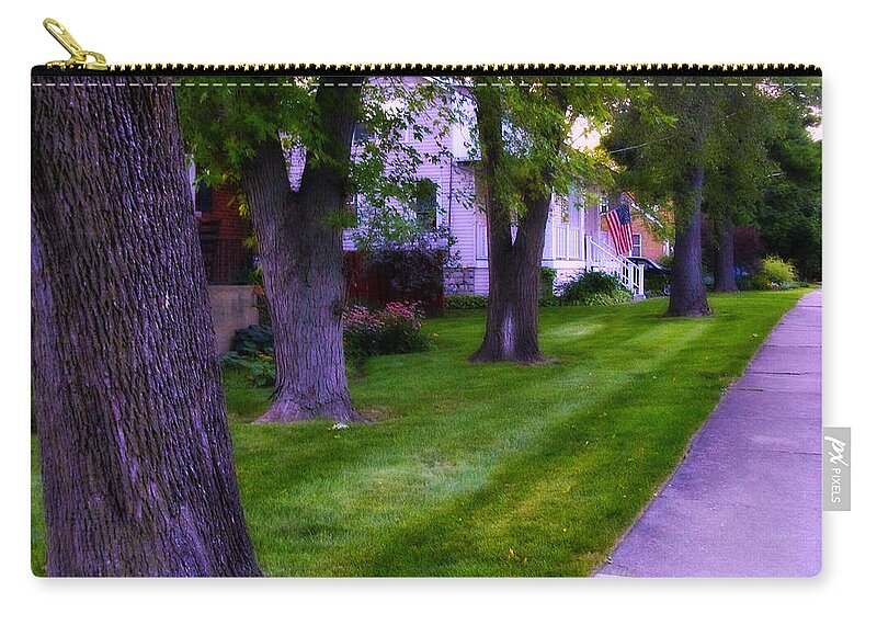 Neighborhood Zip Pouch featuring the photograph American Flag Through the Trees - Square by Frank J Casella