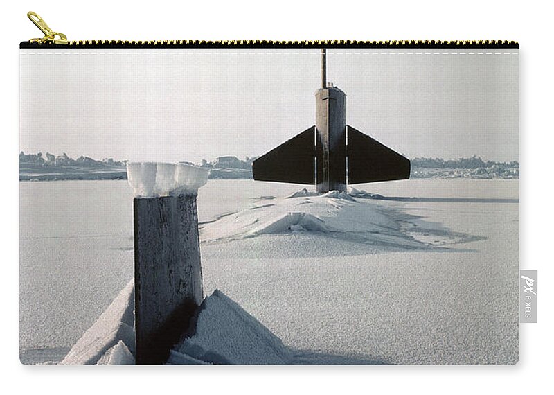 1986 Zip Pouch featuring the photograph American Nuclear Submarine, 1986 by Granger