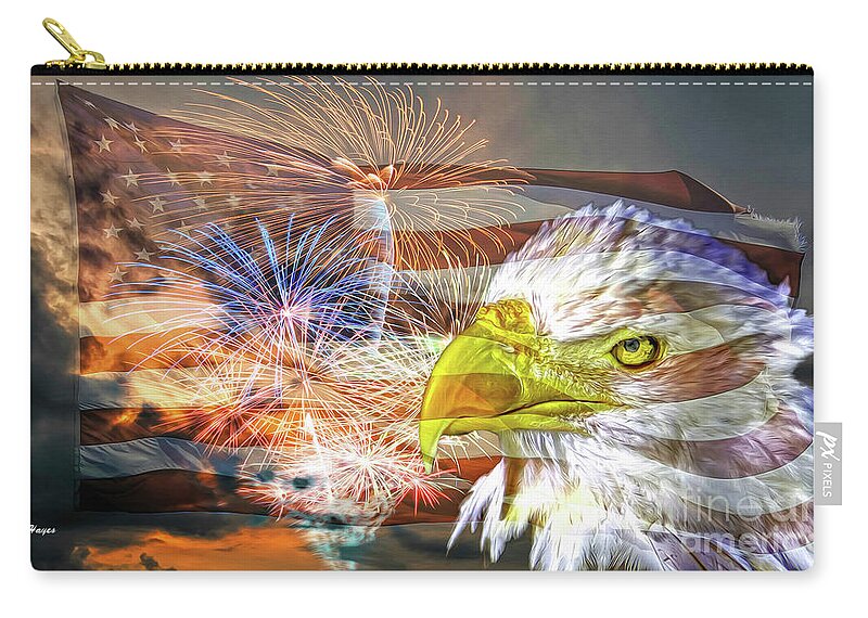 Eagles Zip Pouch featuring the mixed media American Patriotism Artistry by DB Hayes