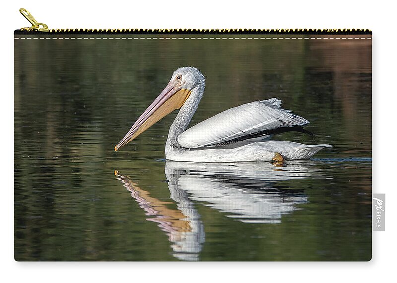 American White Pelican Zip Pouch featuring the photograph American White Pelican 2736-111520-2 by Tam Ryan