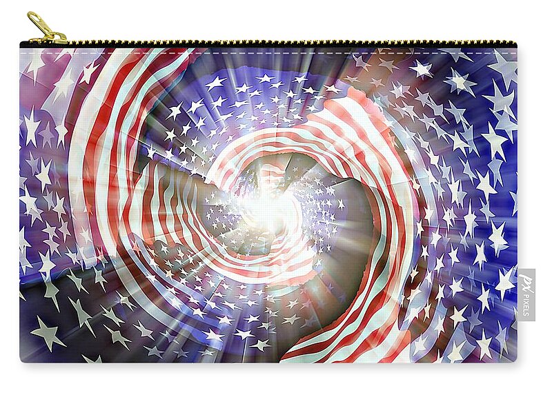 Sun Zip Pouch featuring the digital art America's Spiral by David Manlove
