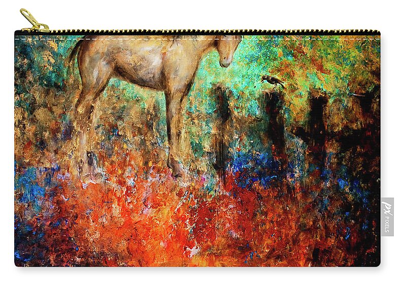 Horse Zip Pouch featuring the painting Amigos by Nik Helbig