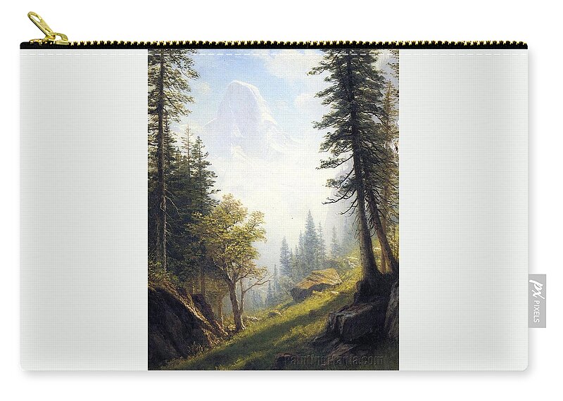 Illustration Zip Pouch featuring the painting Among the Bernese Alps by Albert Bierstadt by MotionAge Designs