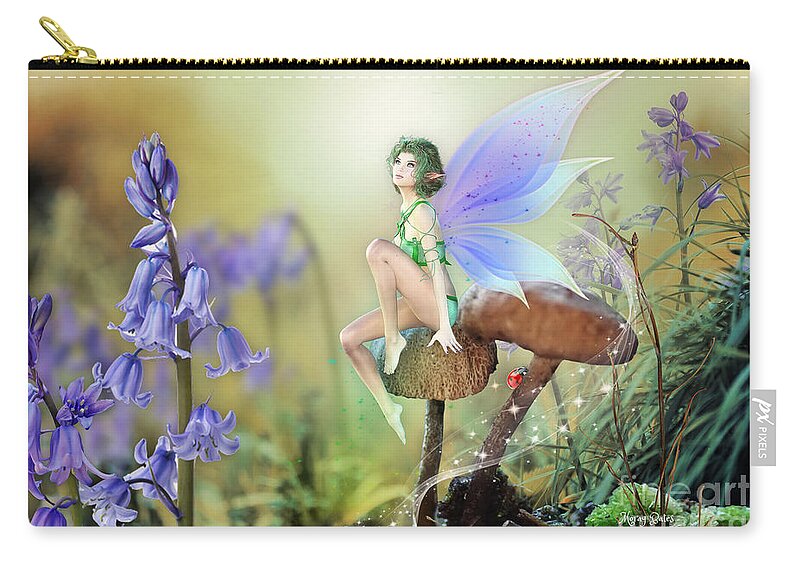 Fair Zip Pouch featuring the digital art Among the Bluebells by Morag Bates