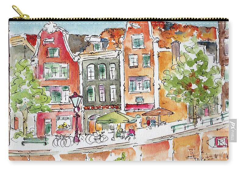 Impressionism Zip Pouch featuring the painting Amsterdam Along Prinsengracht by Pat Katz