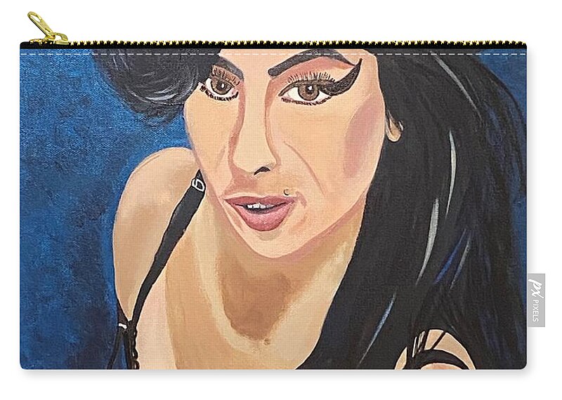  Carry-all Pouch featuring the painting Amy Winehouse-Lioness by Bill Manson