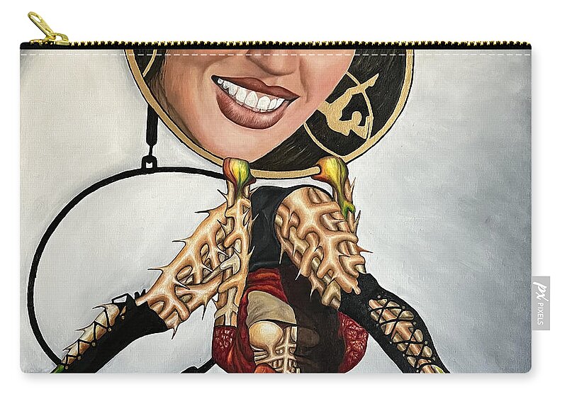 Aerial Artist Zip Pouch featuring the painting AmyG The Queen of the Ring by O Yemi Tubi