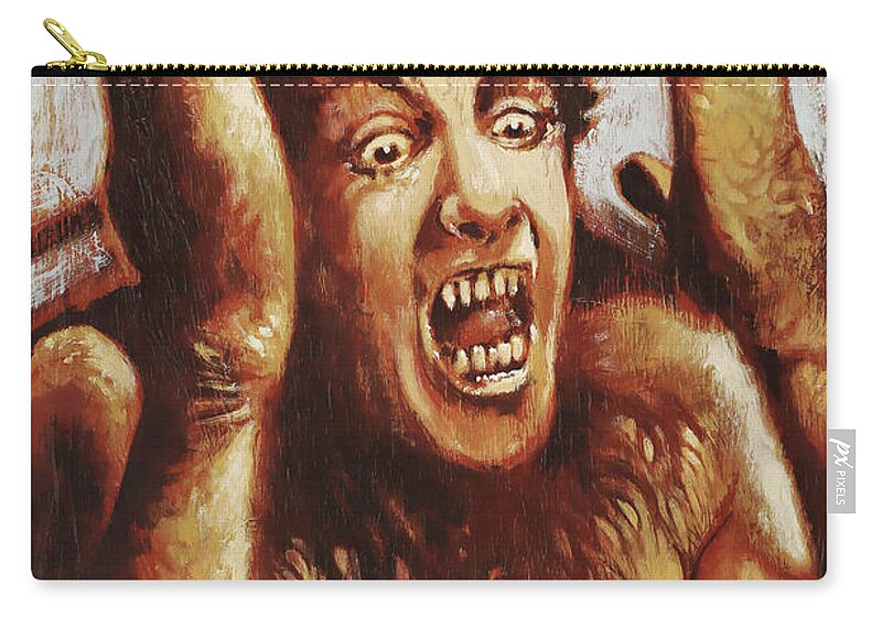 Werewolf Zip Pouch featuring the painting An American Werewolf in London - David Naughton by Sv Bell