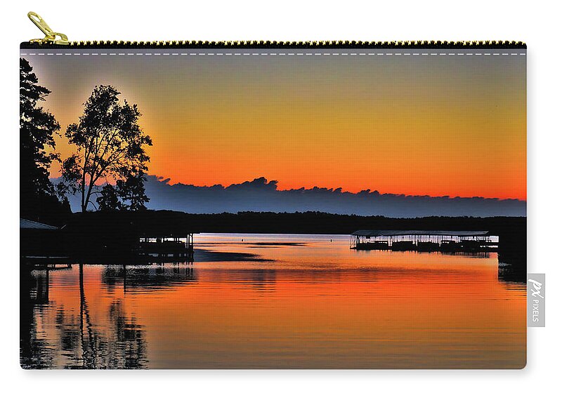 Lake Zip Pouch featuring the photograph An Orange Glassy Sunrise by Ed Williams
