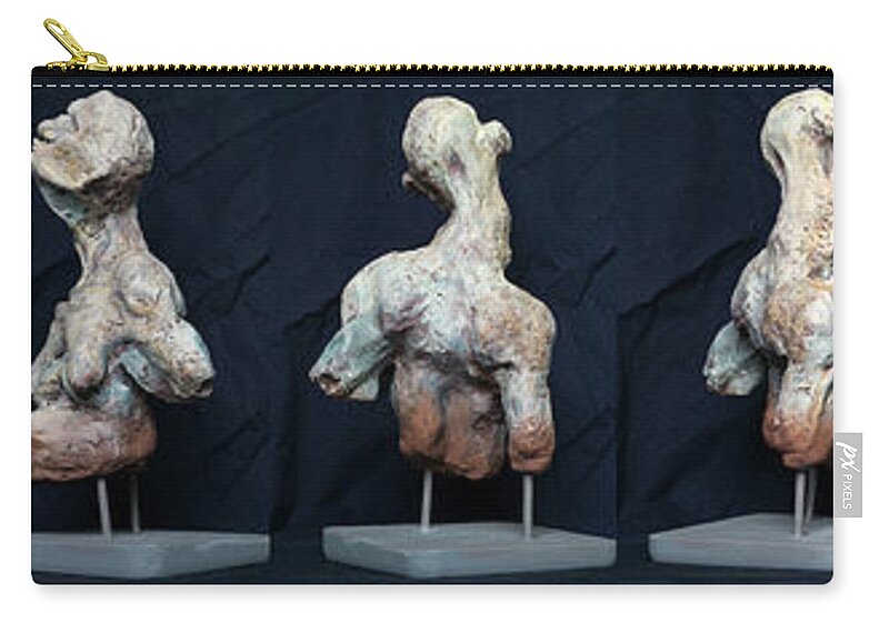 #sculpture Zip Pouch featuring the sculpture An Unknown AlmsHouse Woman by Veronica Huacuja