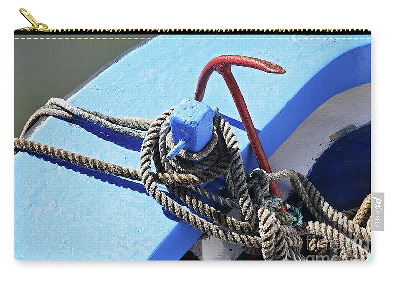 Harbor Zip Pouch featuring the photograph Anchor and mooring rope by Bryan Attewell