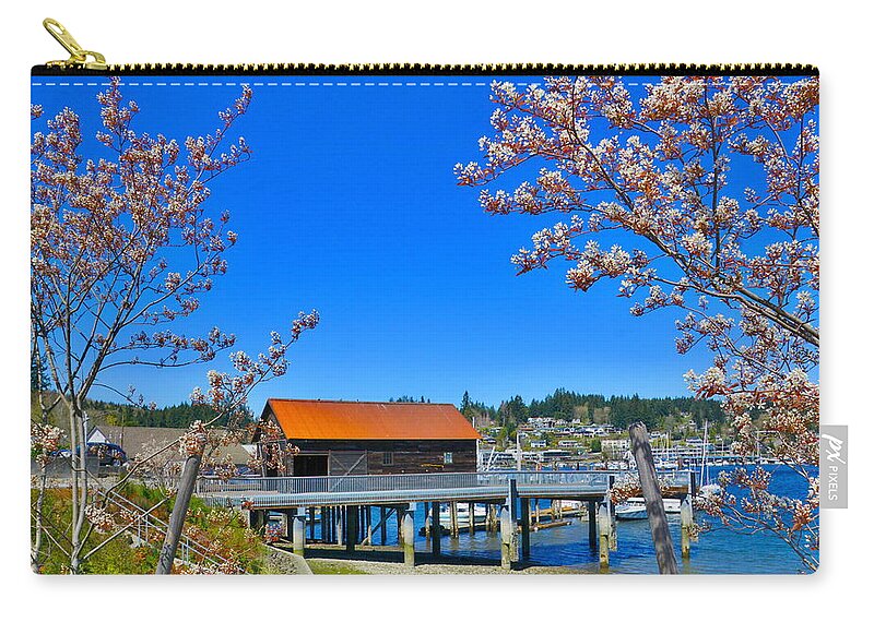 Landscape Zip Pouch featuring the photograph Ancich Net Shed by Bill TALICH