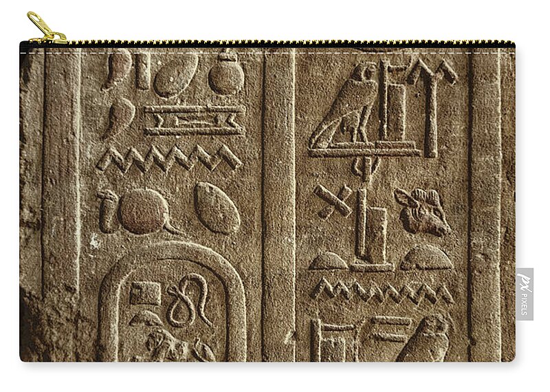 Egypt Zip Pouch featuring the relief Ancient Egypt Hieroglyphics On Wall by Mikhail Kokhanchikov