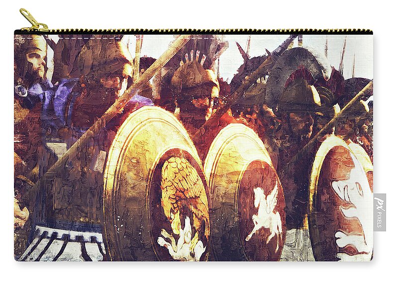 Greek Warrior Zip Pouch featuring the painting Ancient Greek Hoplite - 06 by AM FineArtPrints