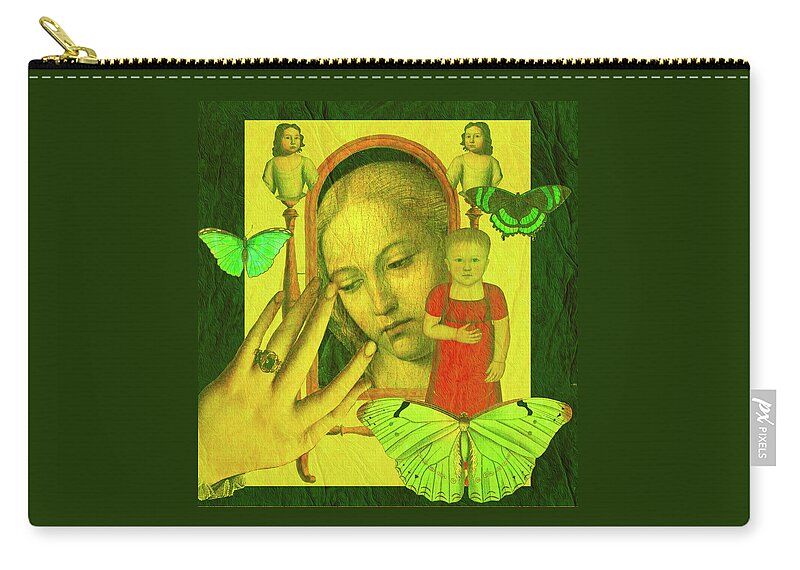 Mirror Zip Pouch featuring the mixed media Ancient Mirror by Lorena Cassady