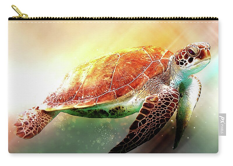 Andaman Sea Turtle Zip Pouch featuring the digital art Andaman Sea Turtle by Dave Lee