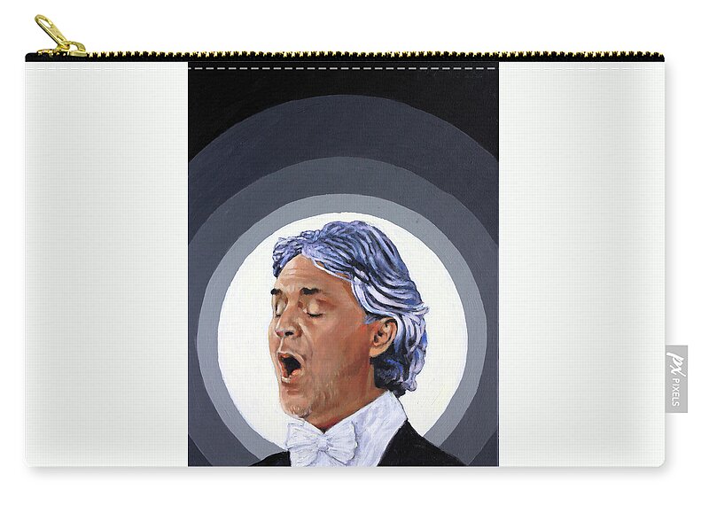 Andrea Zip Pouch featuring the painting Andrea Bocelli by John Lautermilch