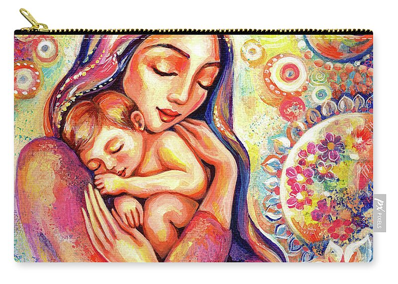Mother And Child Carry-all Pouch featuring the painting Angel Dream by Eva Campbell